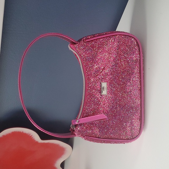 Claire's Handbags - Claire’s Club Glitter Pink Handbag Sparkly Party Purse Mini Bag